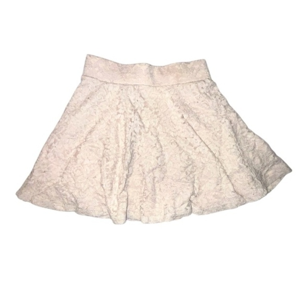H&M Lace Mini Skirt Cream Color Lined Pull On Size XS